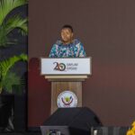 First Lady Rachel Ruto speaking during the 20th anniversary of OAFLAD in Kinshasa, Democratic Republic of Congo.