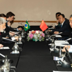 Wang Yi (2nd R), director of the Office of the Communist Party of China Central Commission for Foreign Affairs, meets with Celso Luiz Nunes Amorim (2nd L), chief advisor of the Presidency of Brazil, in Johannesburg, South Africa, July 24, 2023. /Xinhua