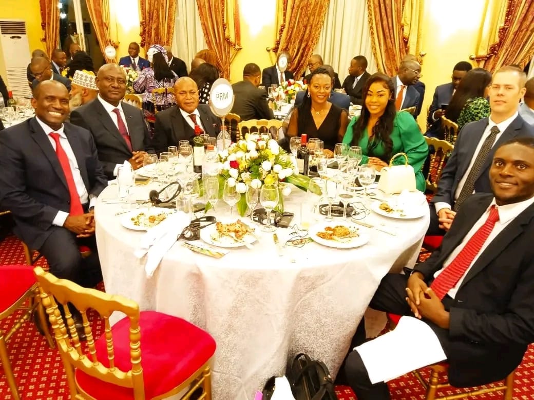 Mwale Medical and Technology City Founder Julius Mwale (left) during state diner hosted in honour of President William Ruto during his visit to Congo-Brazaville.