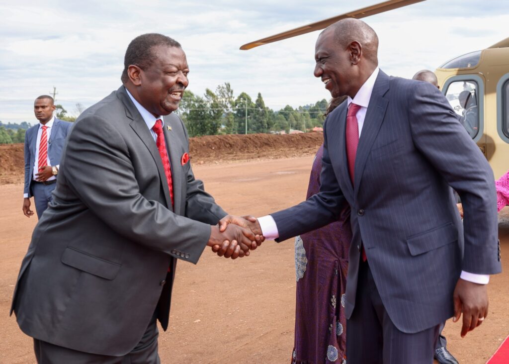 President William Ruto greeting Prime CS Musalia Mudavadi. Photo/State House