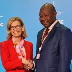 Principal Secretary for Broadcasting and Telecommunications, Prof Edward Kisiang’ani, and the ITU Secretary General Doreen Bogdan-Martin, Photo/ KBC Digital