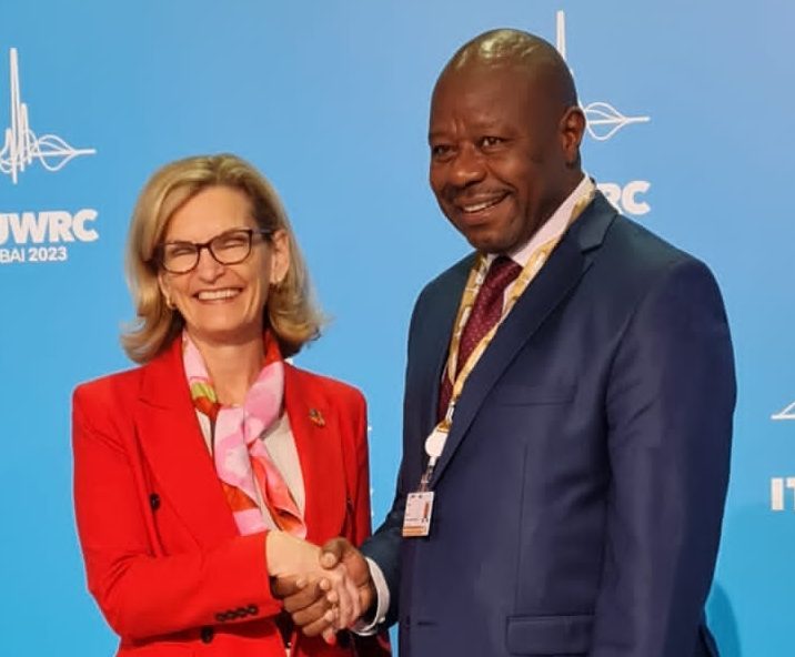 Principal Secretary for Broadcasting and Telecommunications, Prof Edward Kisiang’ani, and the ITU Secretary General Doreen Bogdan-Martin, Photo/ KBC Digital