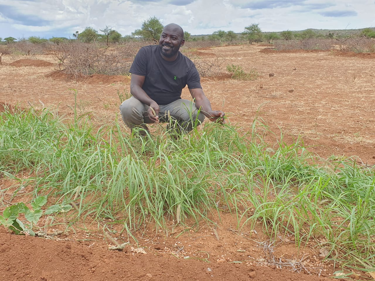 Samuel Jakinda showcases a bund with some grass