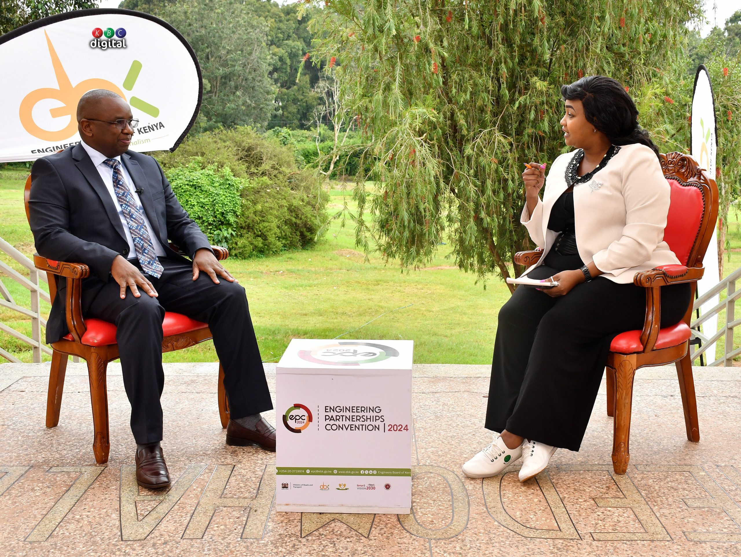 Dedan Kimathi University of Technology Vice Chancellor Professor Peter Muchiri during the interview with Senior anchor Regina Manyara