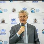 The United Nations High Commissioner for Refugees (UNHCR) Filippo Grandi speaking during the launch of the New Refugee Resources Center at the University of Nairobi (UoN) on Monday 24th June 2024.