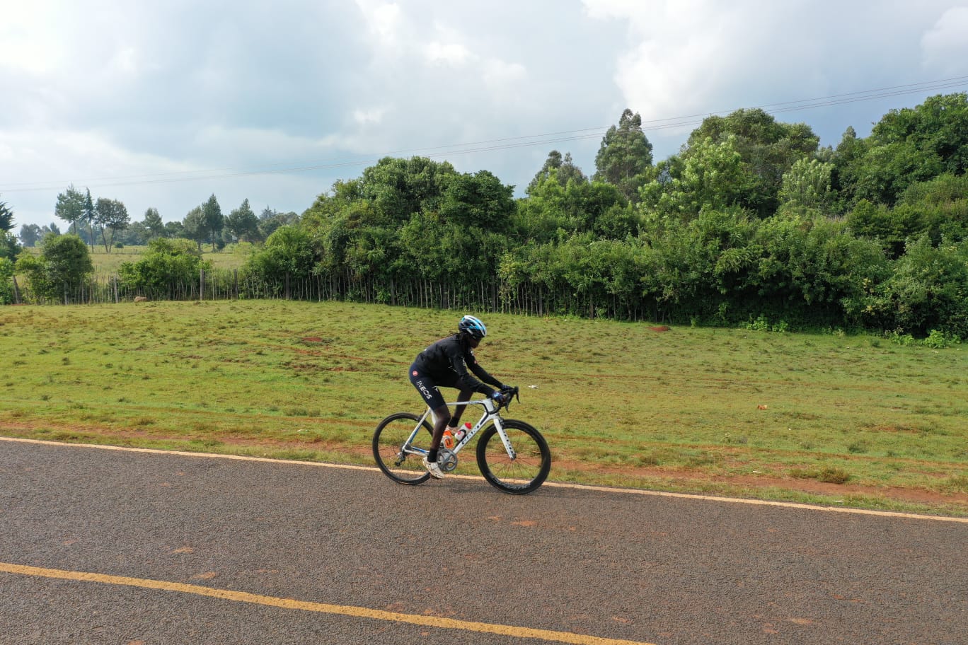 Monica Jelimo navigates the cycling route within the Kaptagat Forest ecosystem. The elite  cyclists was also third in the  African cross country mountain bike championship. 