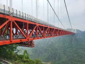 The Anzhai Suspension Bridge in Hunan Province