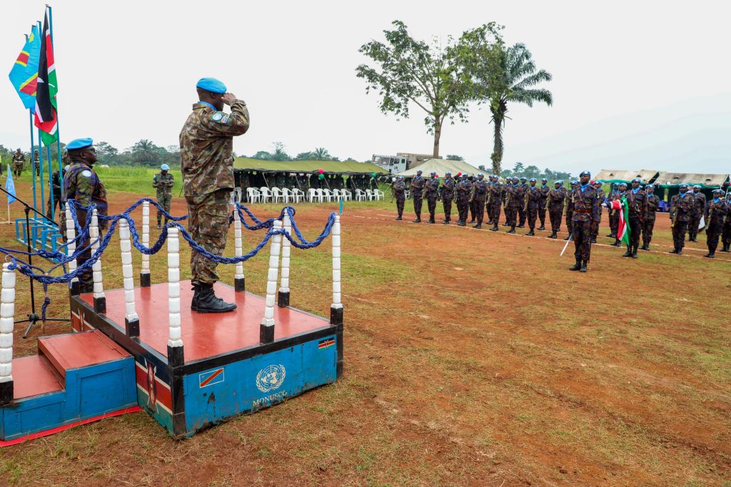 MONUSCO Force Chief of Staff General Diamond Meshack Madie gracing KDF parade in Beni, DRC. Photo/KDF