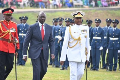 President William Ruto and CDF Gen Charles Kahariri after inspecting the Military Parade. Photo/Jackson Mnyamwezi